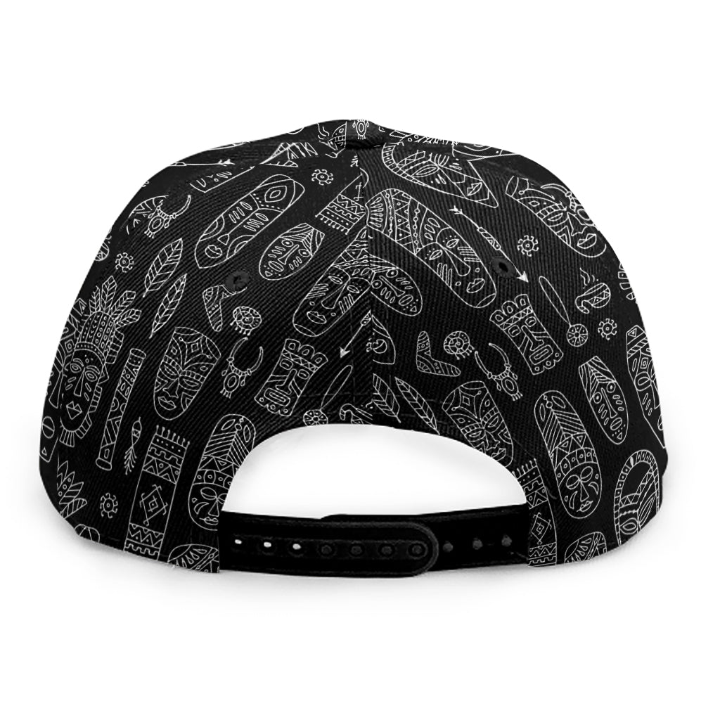 Black And White Totem Pattern Print Snapback Cap