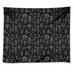 Black And White Totem Pattern Print Tapestry