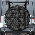 Black And White Totem Pattern Print Tire Cover