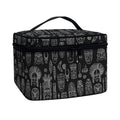 Black And White Totem Pattern Print Travel Makeup Bag