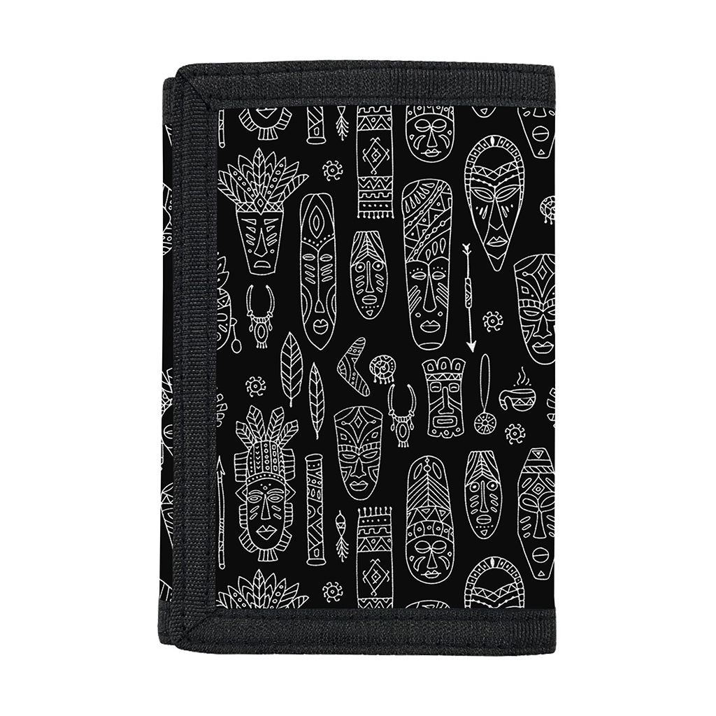 Black And White Totem Pattern Print Trifold Wallet