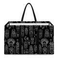 Black And White Totem Pattern Print Utility Tote Bag