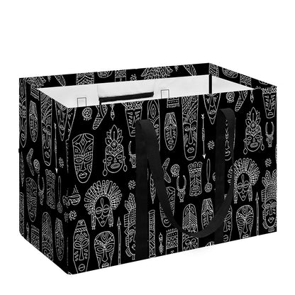 Black And White Totem Pattern Print Utility Tote Bag