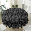 Black And White Totem Pattern Print Waterproof Round Tablecloth