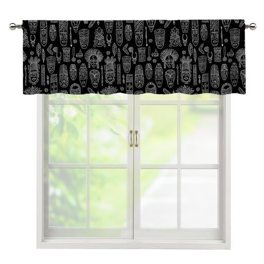 Black And White Totem Pattern Print Window Valance