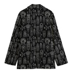 Black And White Totem Pattern Print Women's Blazer
