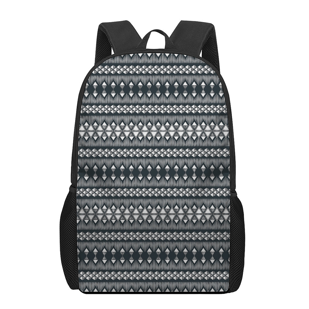 Black And White Tribal Geometric Print 17 Inch Backpack