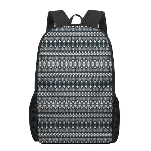 Black And White Tribal Geometric Print 17 Inch Backpack
