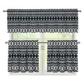 Black And White Tribal Geometric Print 3 Piece Kitchen Curtains