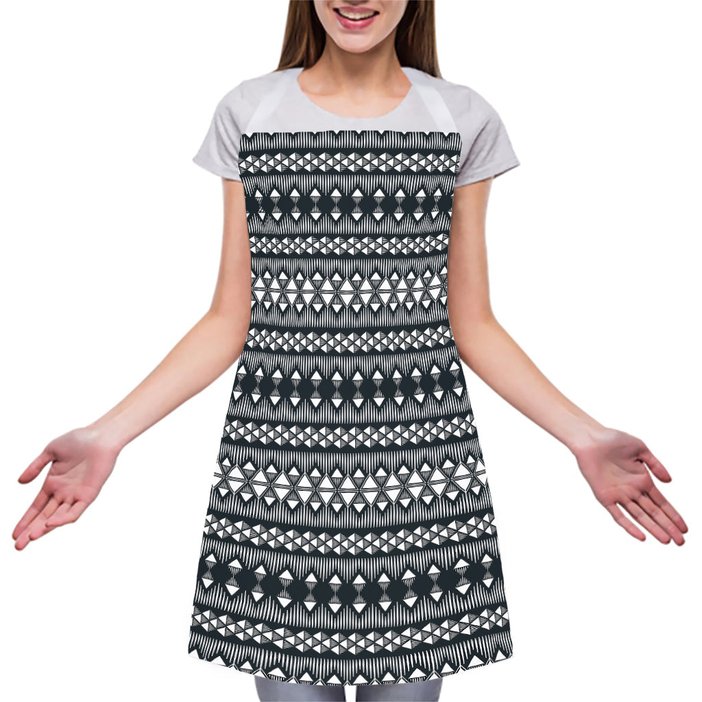 Black And White Tribal Geometric Print Adjustable Apron