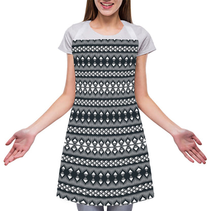 Black And White Tribal Geometric Print Adjustable Apron