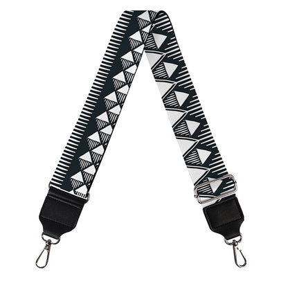 Black And White Tribal Geometric Print Bag Strap