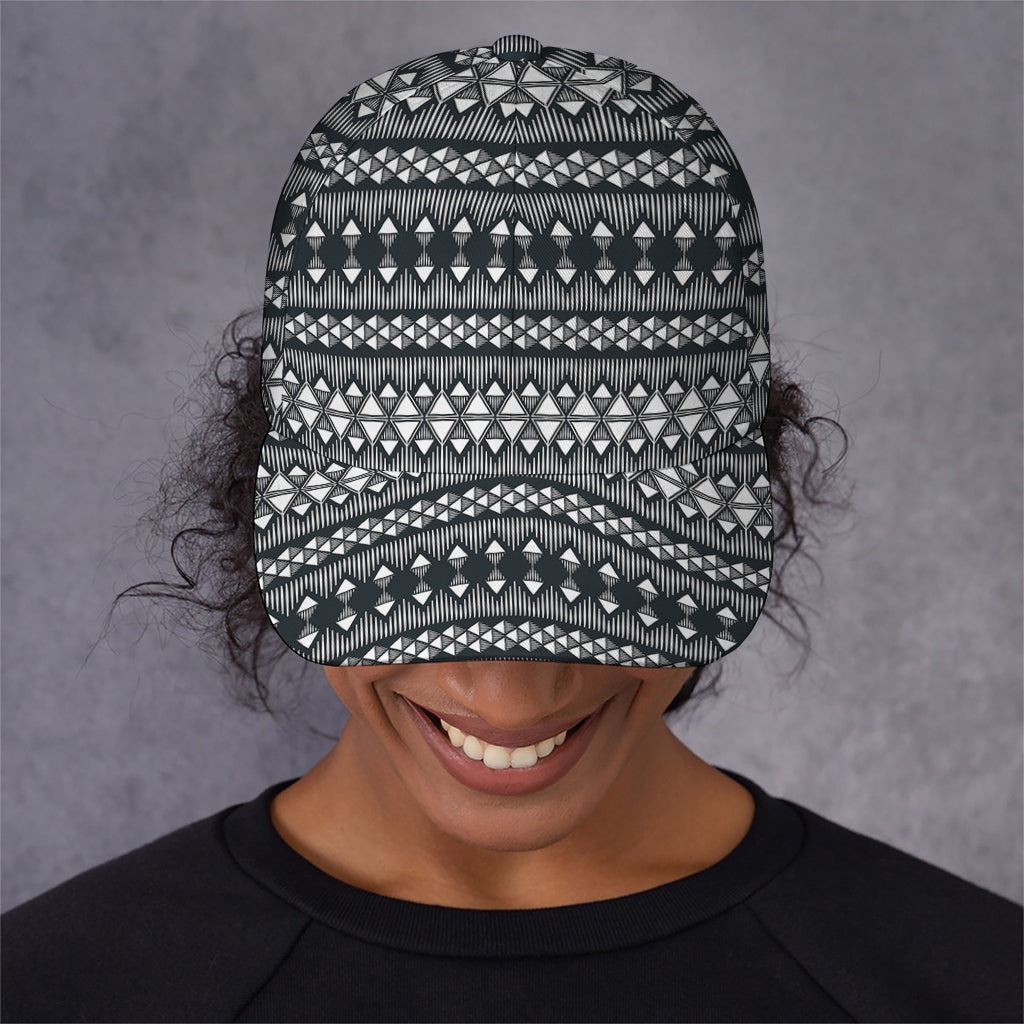 Black And White Tribal Geometric Print Baseball Cap
