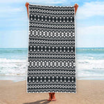 Black And White Tribal Geometric Print Beach Towel