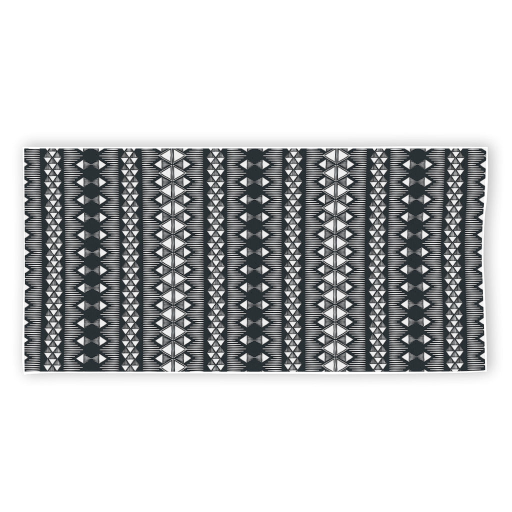 Black And White Tribal Geometric Print Beach Towel