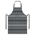 Black And White Tribal Geometric Print Bib Apron With Pocket