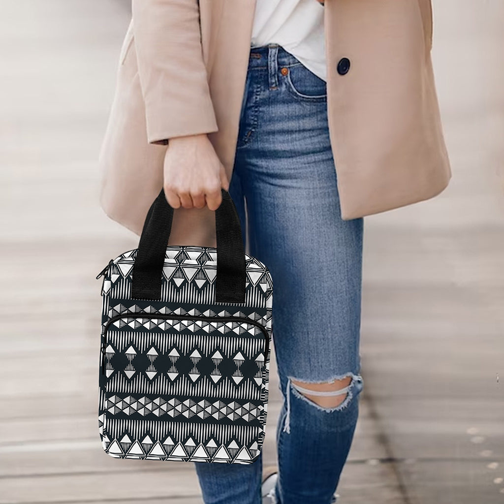 Black And White Tribal Geometric Print Bible Tote Bag