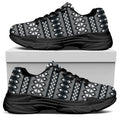 Black And White Tribal Geometric Print Black Chunky Shoes