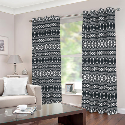 Black And White Tribal Geometric Print Blackout Grommet Curtains