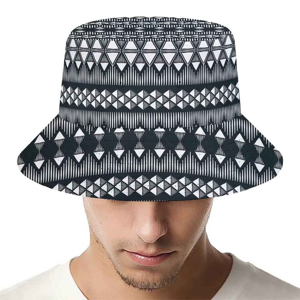 Black And White Tribal Geometric Print Bucket Hat