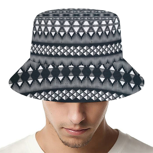 Black And White Tribal Geometric Print Bucket Hat