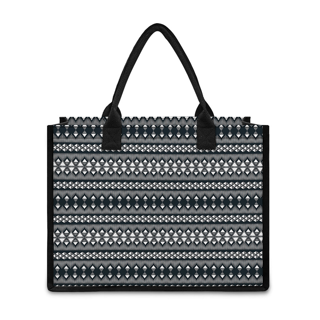 Black And White Tribal Geometric Print Canvas Tote Bag