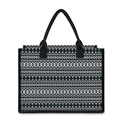 Black And White Tribal Geometric Print Canvas Tote Bag