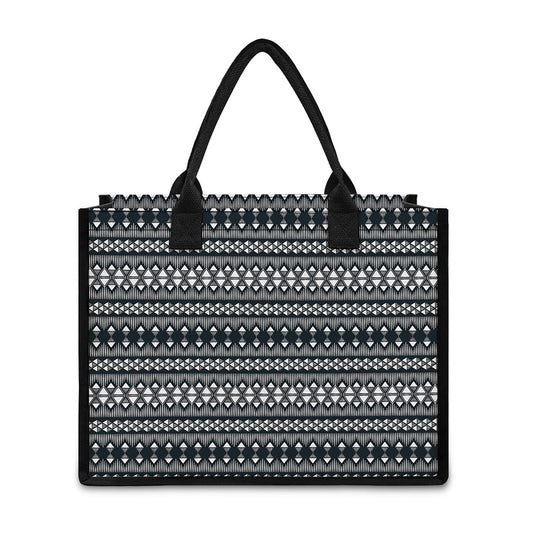 Black And White Tribal Geometric Print Canvas Tote Bag