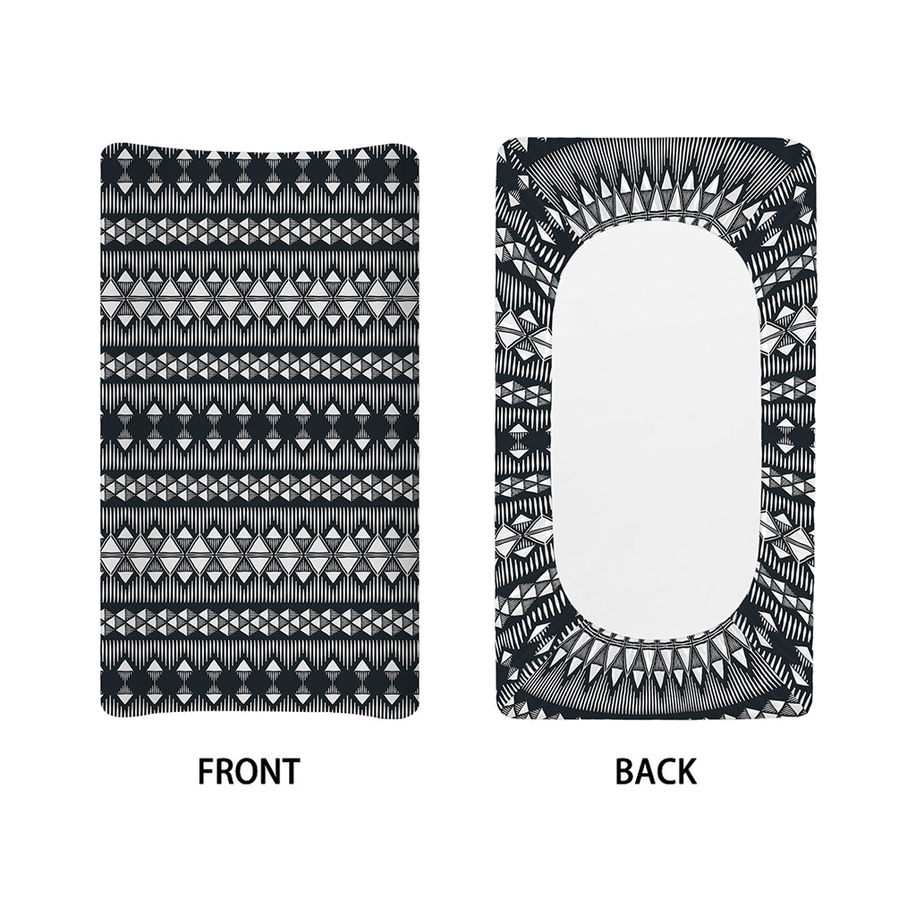 Black And White Tribal Geometric Print Changing Pad Cover