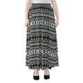 Black And White Tribal Geometric Print Chiffon Maxi Skirt