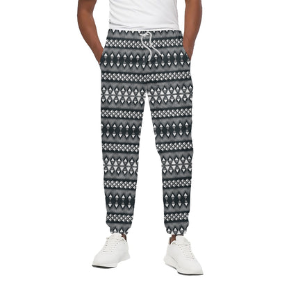 Black And White Tribal Geometric Print Cotton Pants