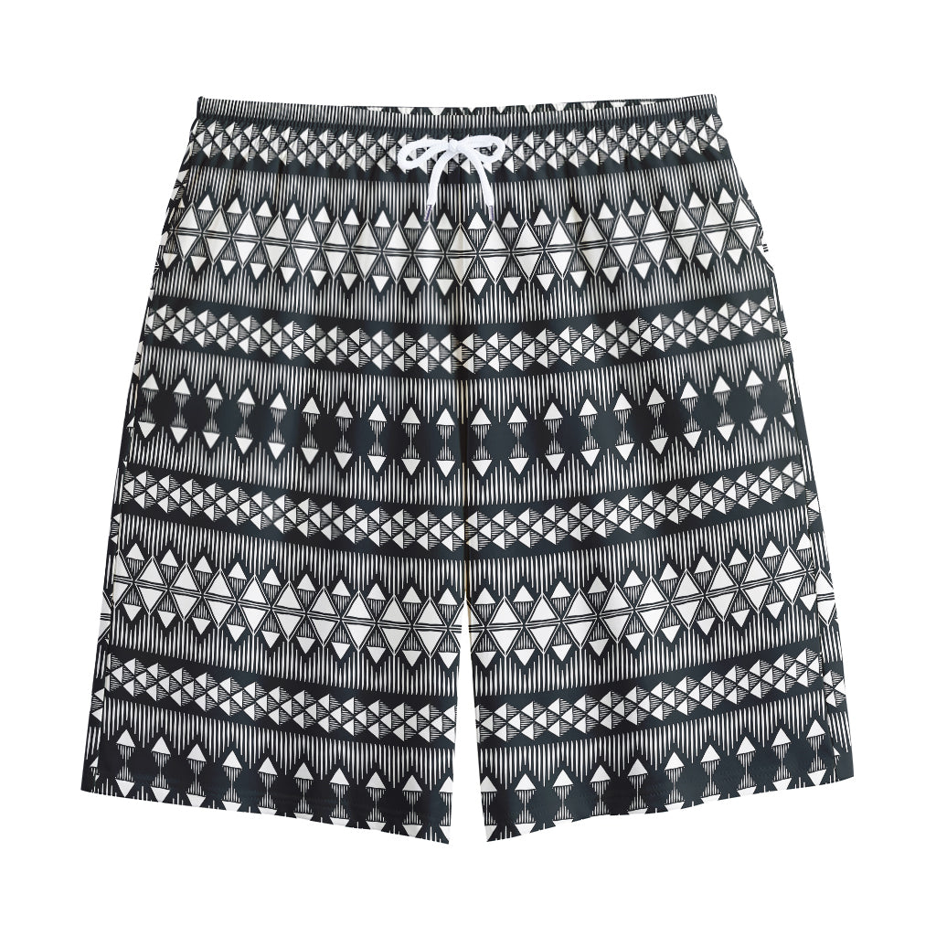 Black And White Tribal Geometric Print Cotton Shorts
