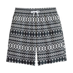 Black And White Tribal Geometric Print Cotton Shorts
