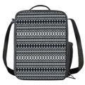 Black And White Tribal Geometric Print Crossbody Lunch Bag