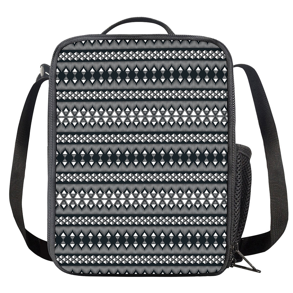Black And White Tribal Geometric Print Crossbody Lunch Bag