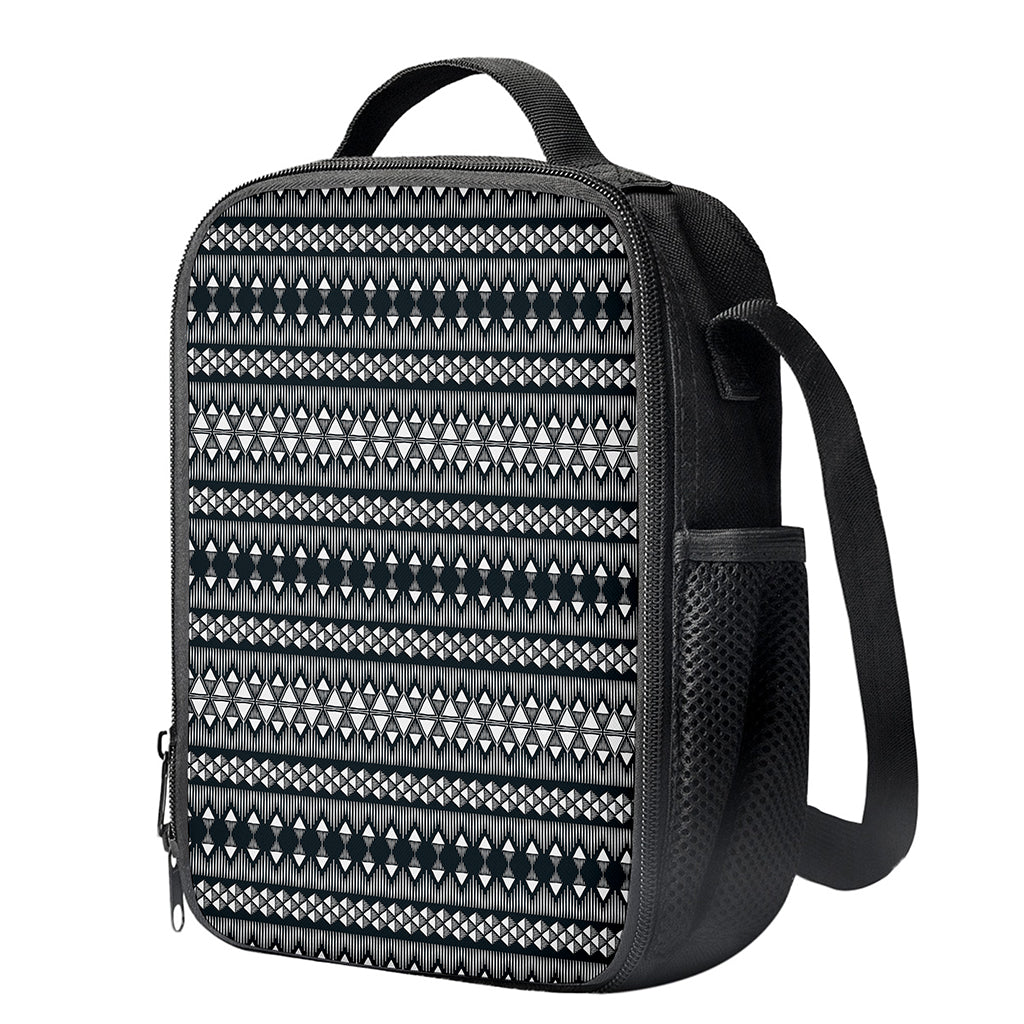 Black And White Tribal Geometric Print Crossbody Lunch Bag