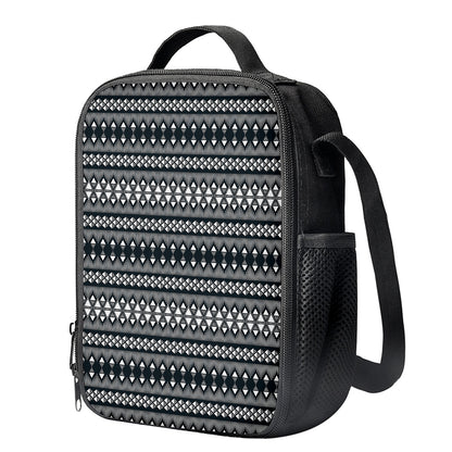 Black And White Tribal Geometric Print Crossbody Lunch Bag
