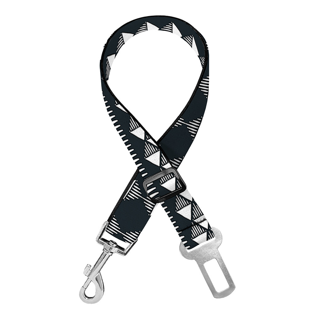Black And White Tribal Geometric Print Dog Seat Belt
