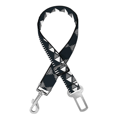 Black And White Tribal Geometric Print Dog Seat Belt