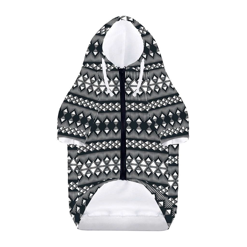 Black And White Tribal Geometric Print Dog Zip Up Hoodie