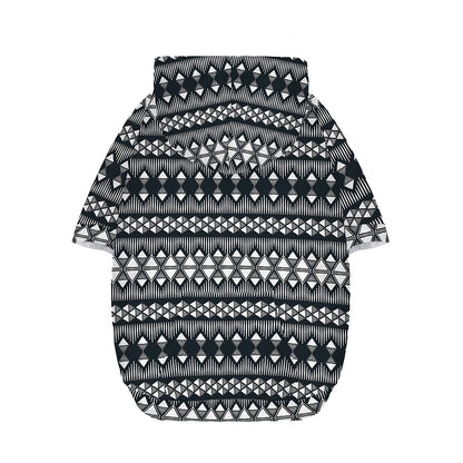 Black And White Tribal Geometric Print Dog Zip Up Hoodie