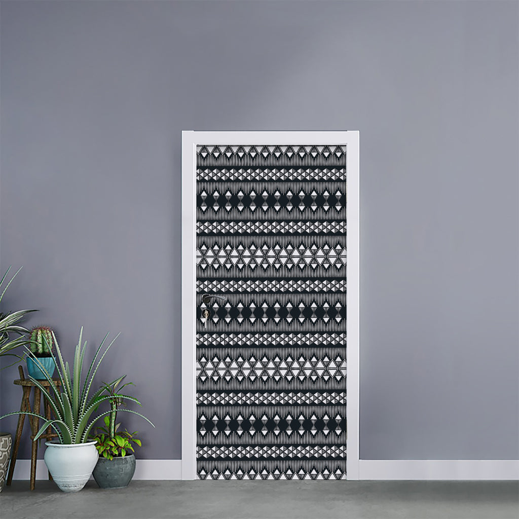 Black And White Tribal Geometric Print Door Sticker
