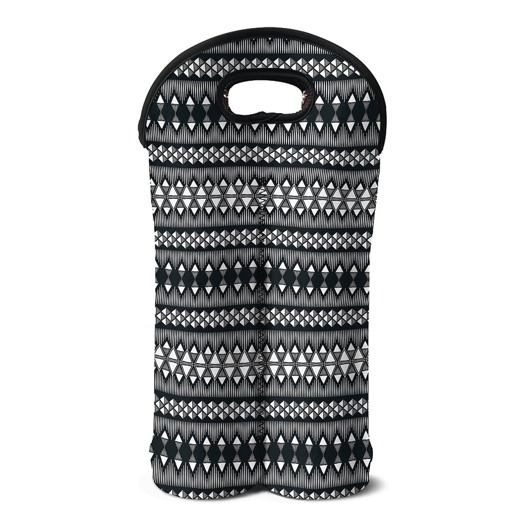 Black And White Tribal Geometric Print Double Neoprene Wine Tote