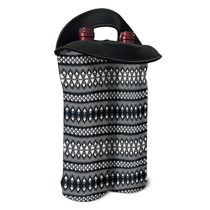 Black And White Tribal Geometric Print Double Neoprene Wine Tote