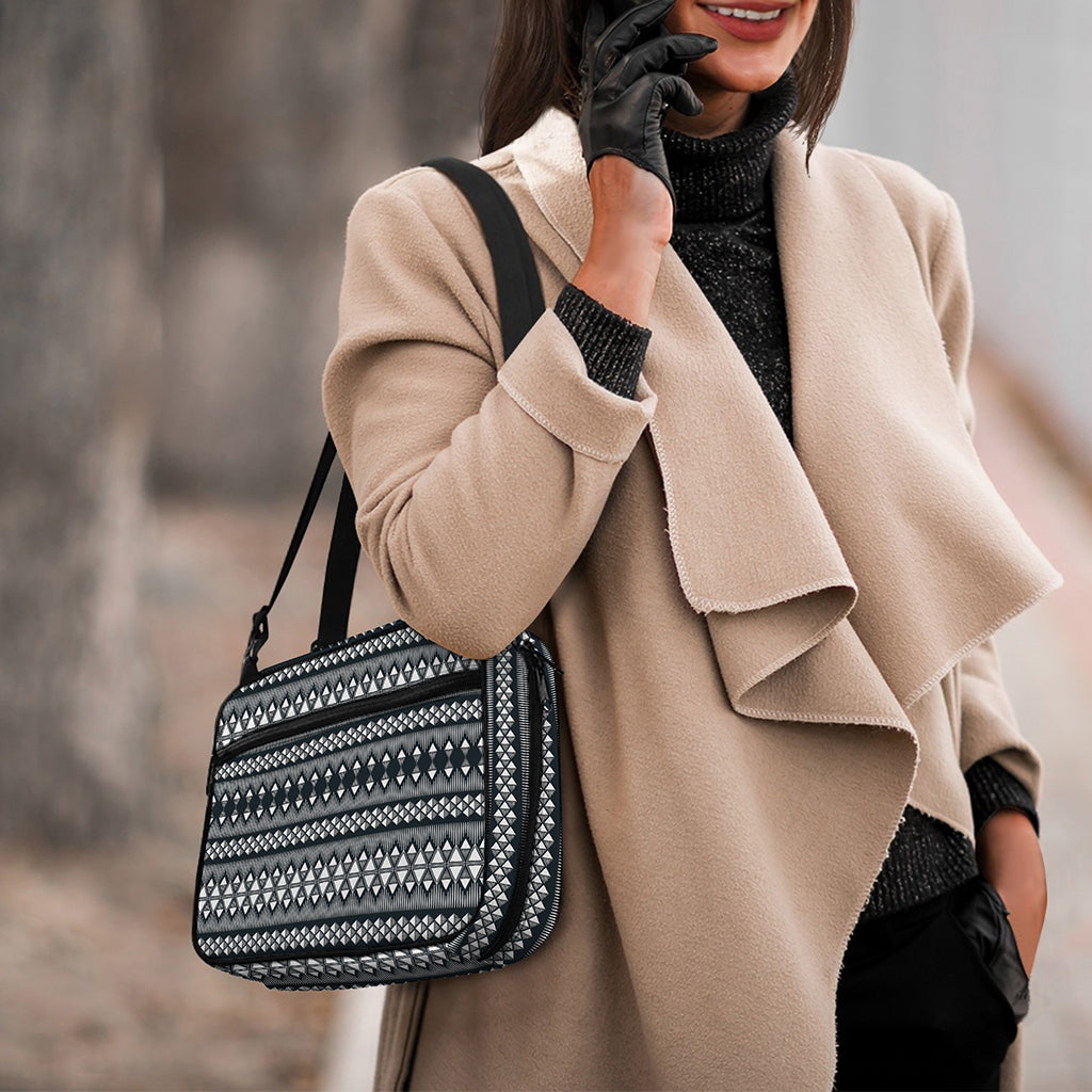 Black And White Tribal Geometric Print Double Strap Bible Bag