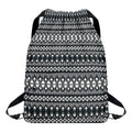 Black And White Tribal Geometric Print Drawstring Backpack
