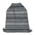Black And White Tribal Geometric Print Drawstring Bag