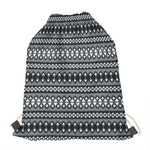 Black And White Tribal Geometric Print Drawstring Bag