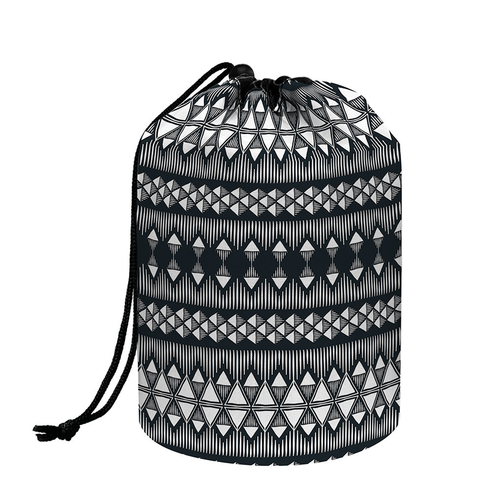 Black And White Tribal Geometric Print Drawstring Makeup Bag