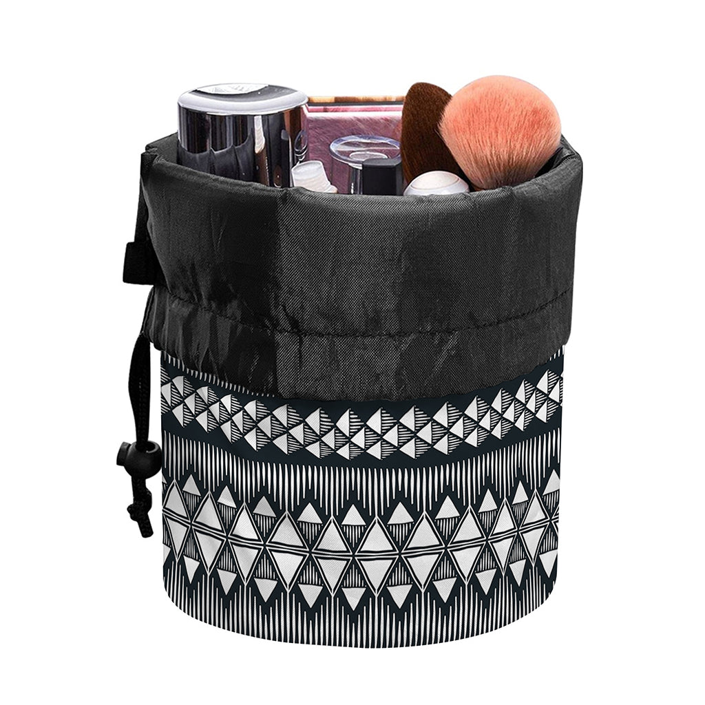 Black And White Tribal Geometric Print Drawstring Makeup Bag